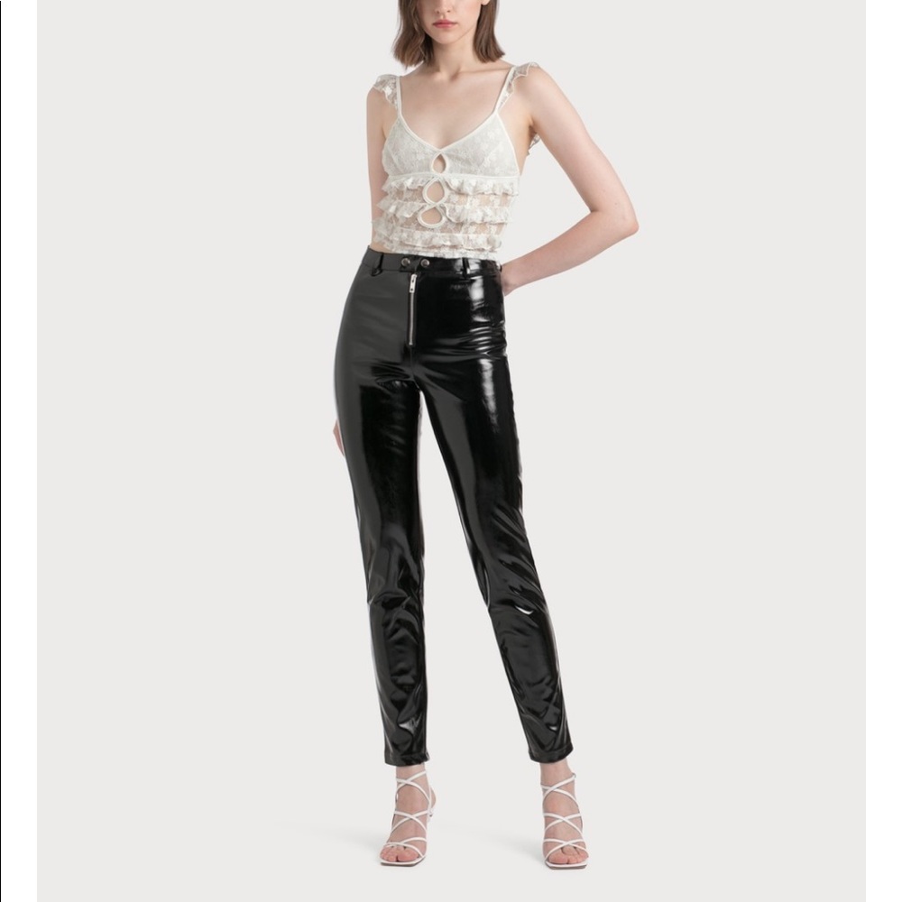 I AM GIA black faux leather skinny leg pants